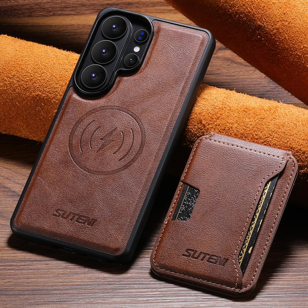 Luxury Leather Phone Case for Samsung Galaxy S26 Ultra S25 S24 S23 S22U Magnetic Attraction Detachable Card Holder Wallet Cover