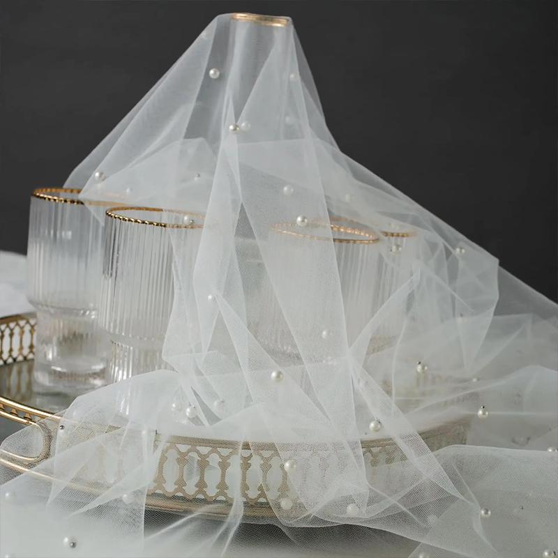 1ks Svatební závoj 80/160 Široký tyl Průhledná Šaty pro kutily Stolní běhoun Více velikostí Dekor na pozadí Dekor Svatební šití