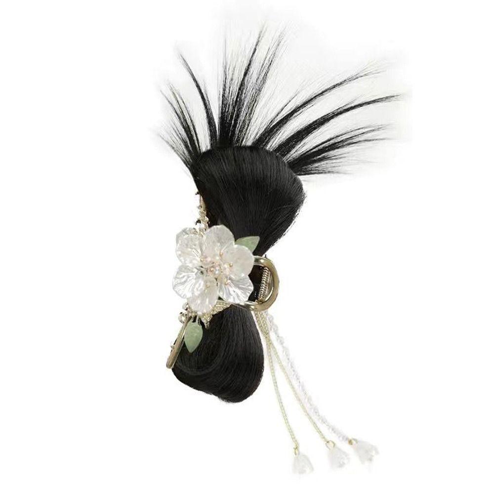 New Chinese Style Chicken Nest Ball Head Wig Hanfu Hairpin Flower Tassel Hairpin Wig  Female