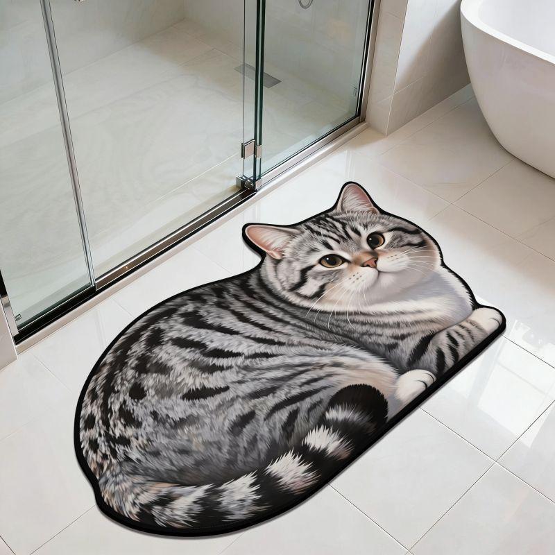 Tappetino da Bagno in Diatomea a Forma di Gatto Carino 3D Super Assorbente Antiscivolo Asciugatura Rapida Zerbino per Bagno per Amanti dei Gatti Decorazione per la Casa Regalo