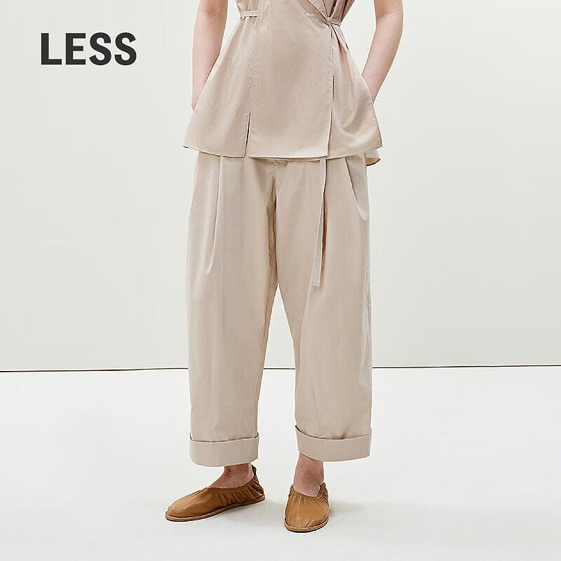 LESS 2025 Summer Cotton Straight-Leg Cropped Trousers