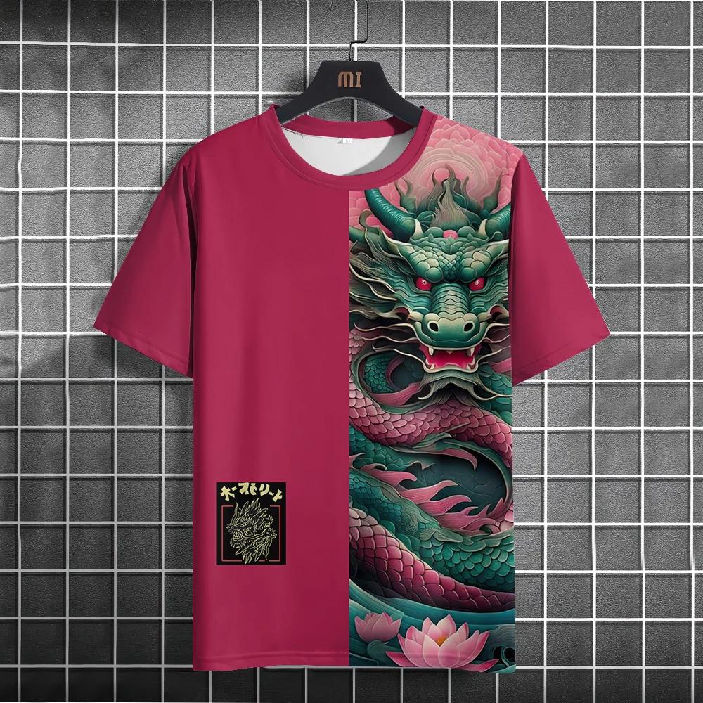 

Футболка Ukiyo-E мужская с 3D-принтом животных, футболка с короткими рукавами, винтажный топ, повседневная одежда, свободная футболка оверсайз, лето 5XL