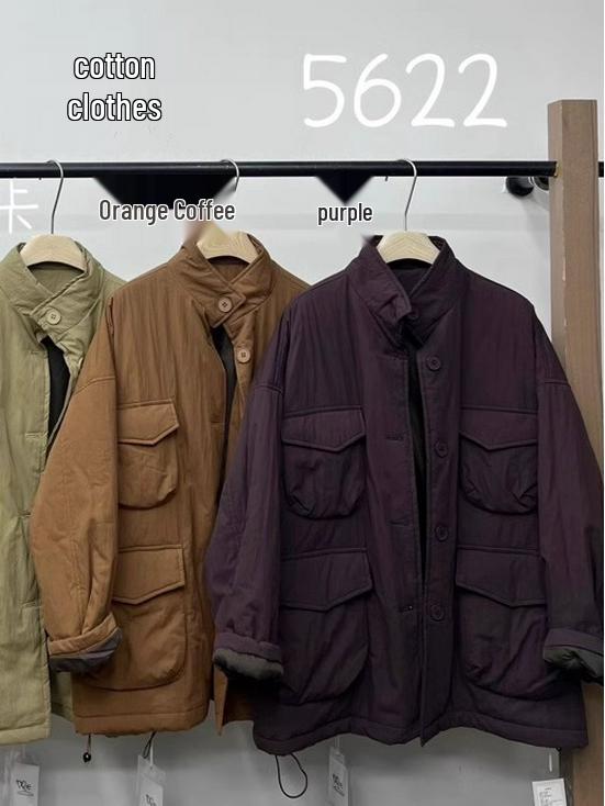 

WE 5622 Plus Size Korean Casual Workwear Cotton Coat Khaki Light Green