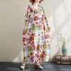 Vintage Floral Summer Dress Long Maxi Casual Loose Dresses for Women Plus Size Cotton Short Sleeve New In