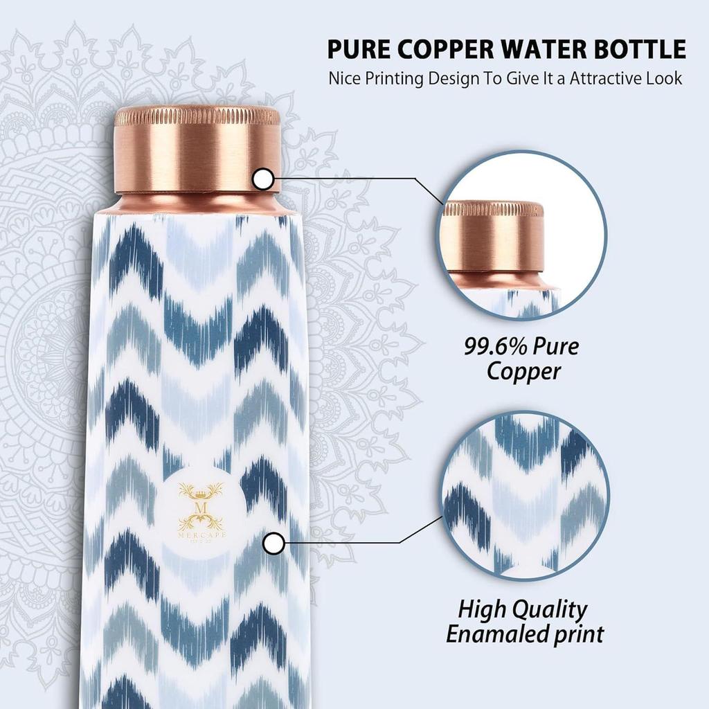 Zigzag100% Pure Joint Less Copper Bottles for Water with Leak Proof Lid | Ayurveda BPA Free & Non Toxic | Ayurvedic Office