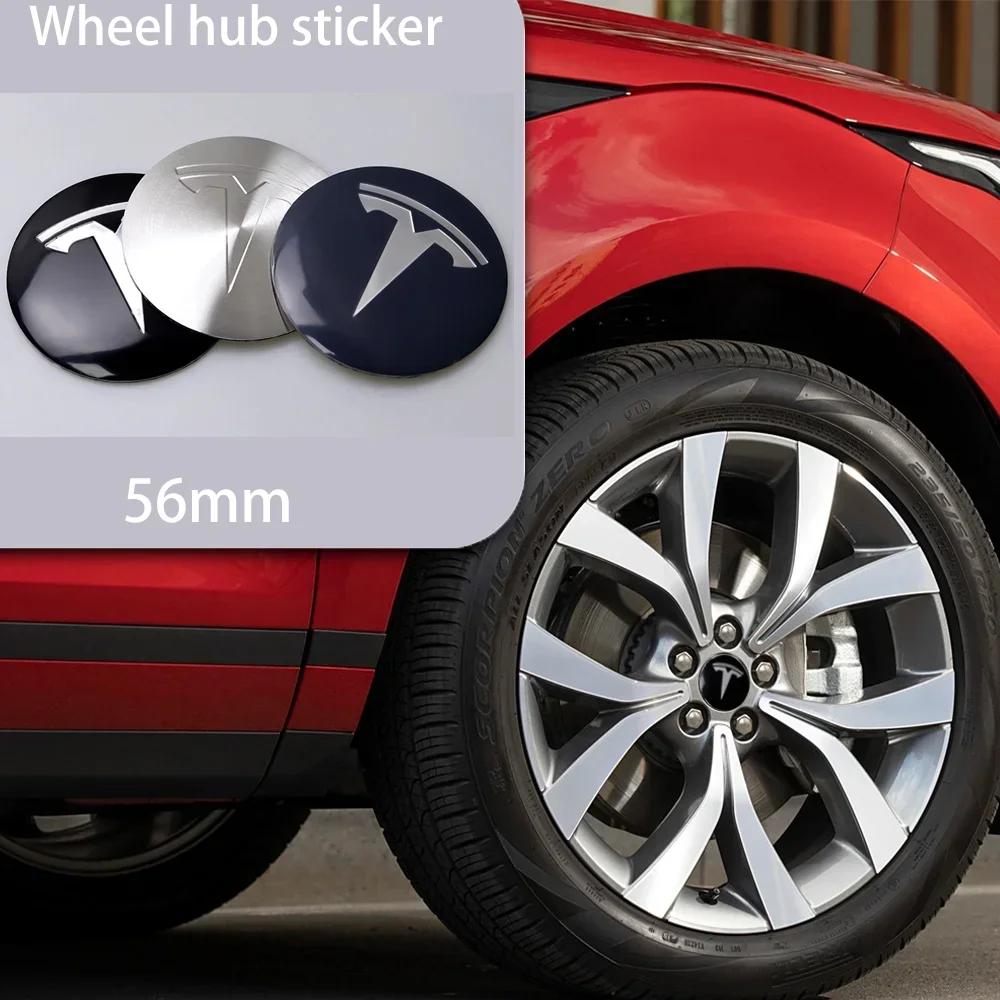 Autoaufkleber Tesla 4 Stück 56mm Tesla Radnabendeckel Mittelkappe Logo Hochwertiger Aufkleber für Tesla Model 3 Y S X Personalisierte Autoaufkleber