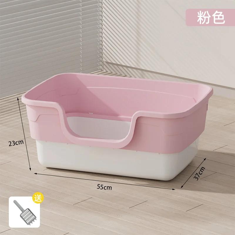 Integrierte Katzentoilette, abnehmbare, halbgeschlossene Katzentoilette, offen, spritzwassergeschützt, große Haustiertoilette