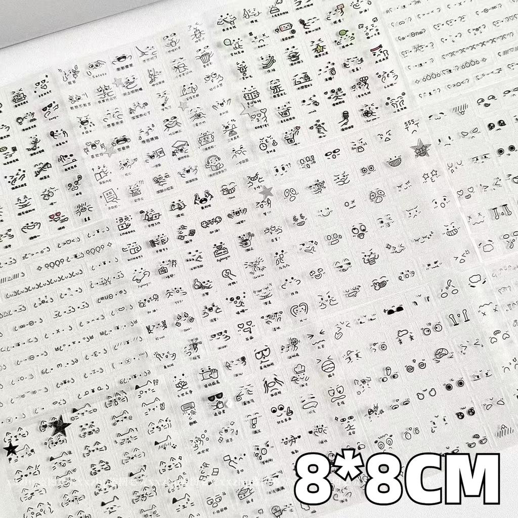 10pcs Cute Expression Stickers Transparent Colorful Emoticon Decor Sticker for DIY Journaling Scrapbook Kid Gift