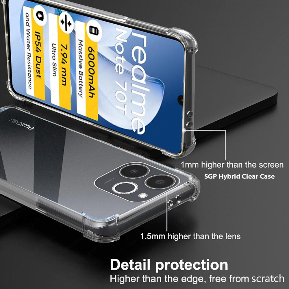 Custodia blindata antiurto per Realme Note 70T RealmeNote70T Realmy Note70T 4G Globale Custodia in silicone trasparente Fundas