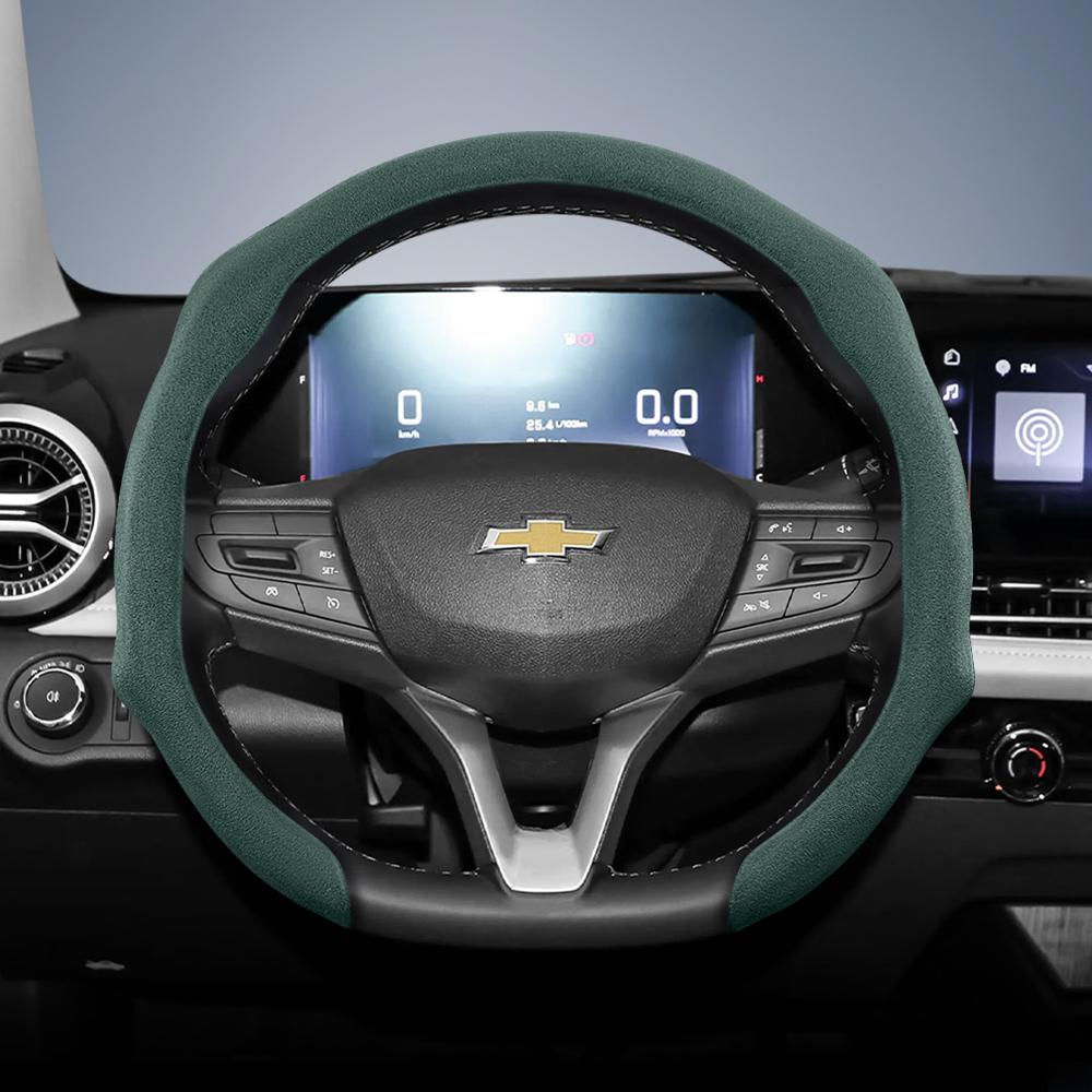 Suitable for Chevrolet Premium Suede Snap-On Steering Wheel Cover, Non-Slip and Durable, Round and D-Shaped Steering Wheel Available Cruze Spark Capti