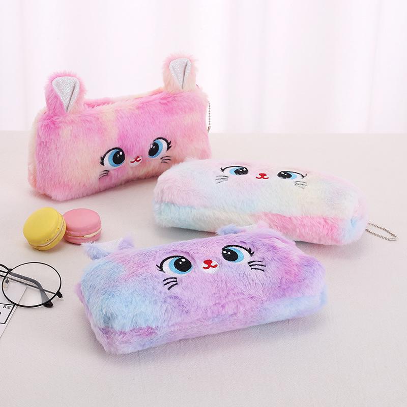 Adorable Kitten Plush Pencil Bag with Large Capacity – Girlish Heart Pencil Case