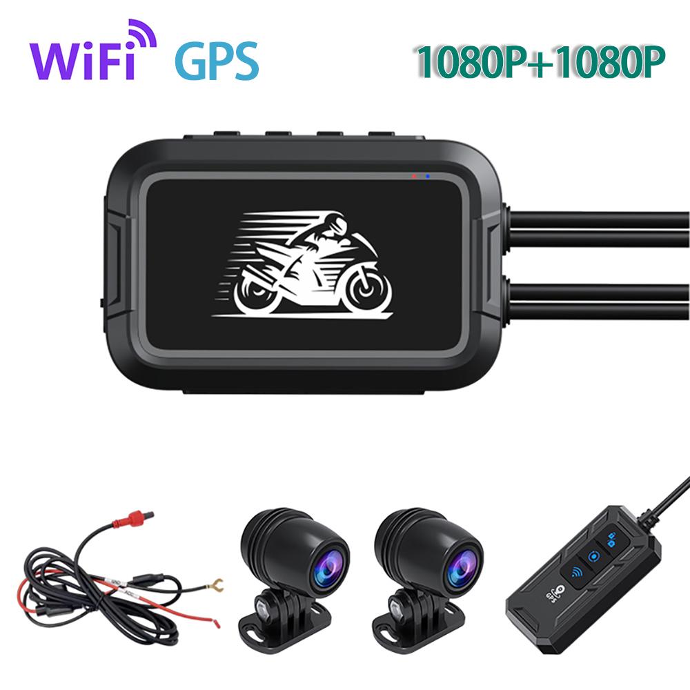 Motorbike Video Camera 150 Degree View Angle Dual 1080P Front Rear View Dash Cam WiFi GPS Motorcycle Camera Moto Recorder Box