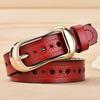 Women'S Leather Hollow Belt, Women'S Cowhide Belt, No Punching Belt, Thin Belt.