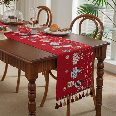 American Christmas Festive Table Runner Long Tablecloth Dining Table Cover