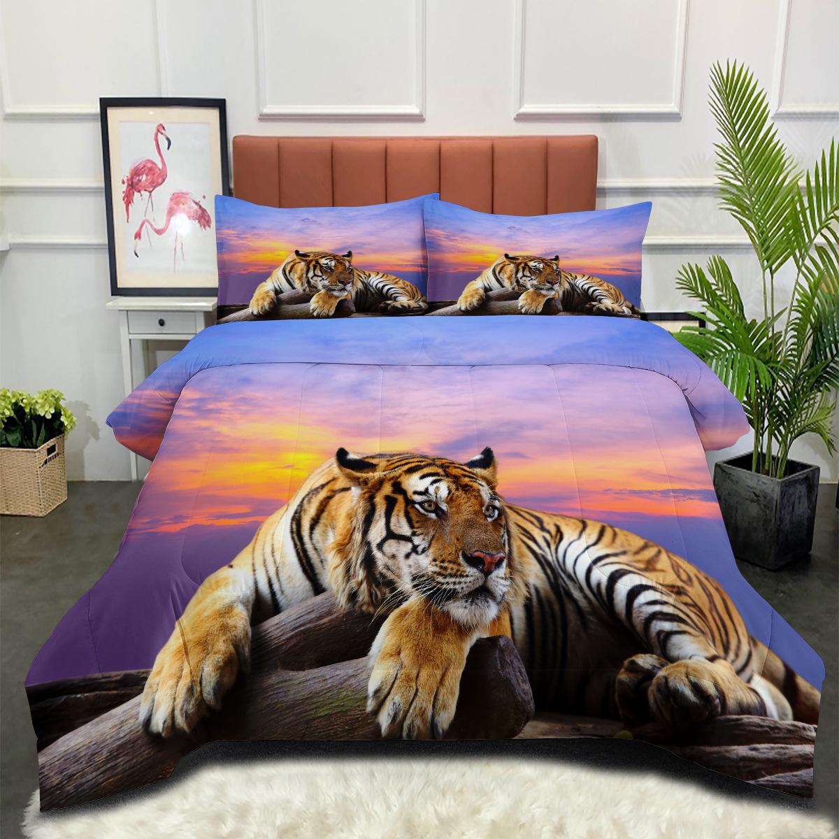 Tiger Fat Quilt Bedding Three-piece Set Digital Printing Bedding Home Textile Quilt Kit 140*200cm