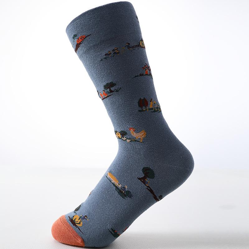 Coton peigné nouveau phare rétro chaussettes de marée japonaises hommes et femmes chaussettes mi-mollet brodées