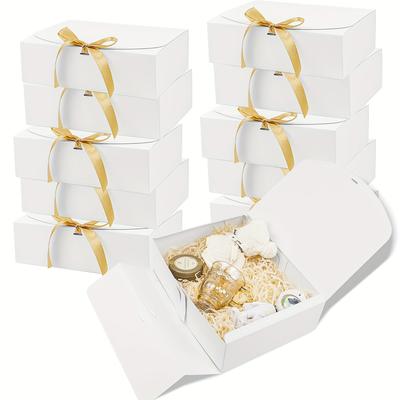 10pcs/set, White, Bow Paper Box, Cake Box, Collapsible Box, Gift Box, Christmas Gift Box, New Year Gift Box, Valentine's Day Gift Packaging