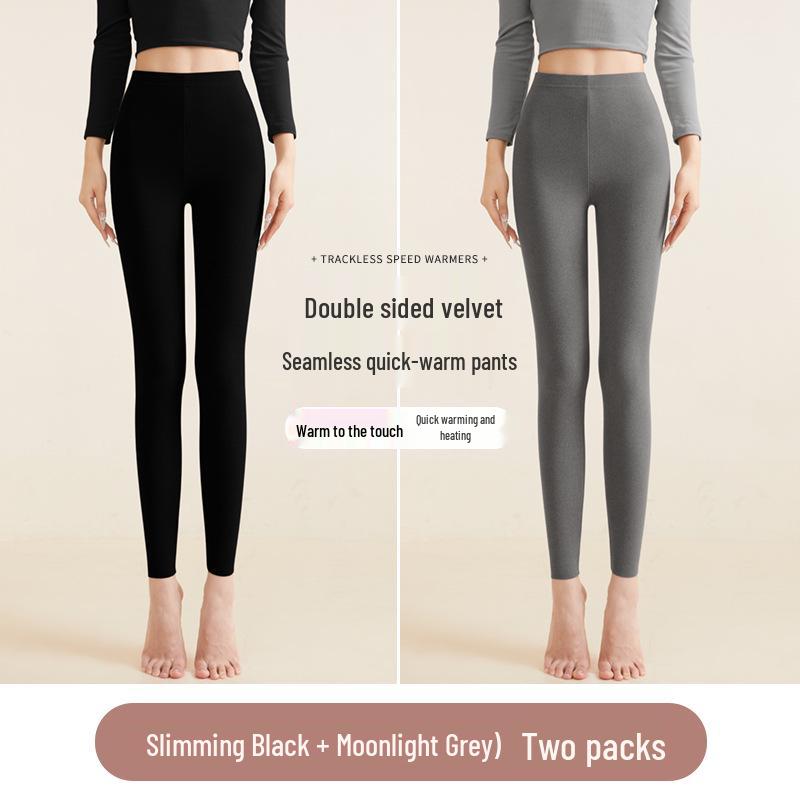 2025 Women's Slimming Seamless Velvet Lined Pants - High Waist, Plus Size Leggings for Warmth In Autumn/Winter