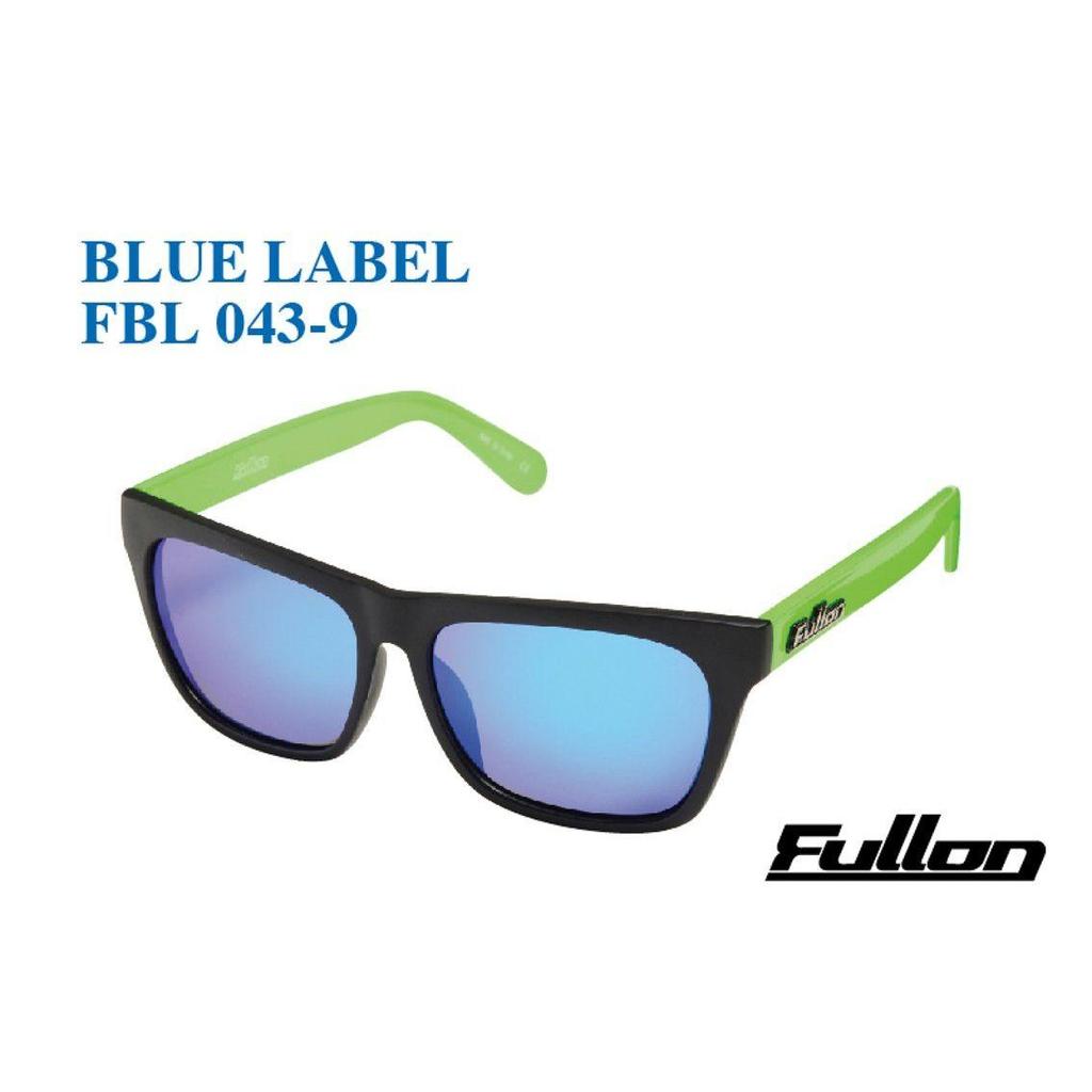 Used New FULLON Eyewear Sunglasses FBL 043-9 Matte Black/Matte Green (Rubber Finish) Blue Mirror Polarized