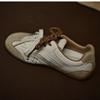 Round head color matching flat bottom lace-up German training shoes for women's early spring new versatile outdoor casual Forrest Gump shoes for women