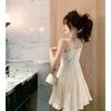 Classic White Sleeveless Dress With Knit Fabric For Summer Casual And Yoga Wear