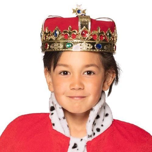 Boland couronne Roi Royal junior 20 cm PP/polyester rouge/or