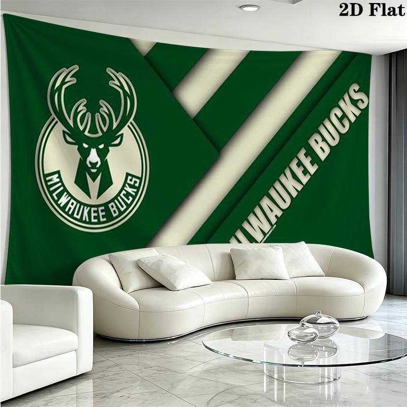 Milwaukee Bucks Logo Wall Tapestry Aesthetic Wall Hanging Printed Fabric Blanket Decorative Tapestries for Bedroom Living Room Home Decor