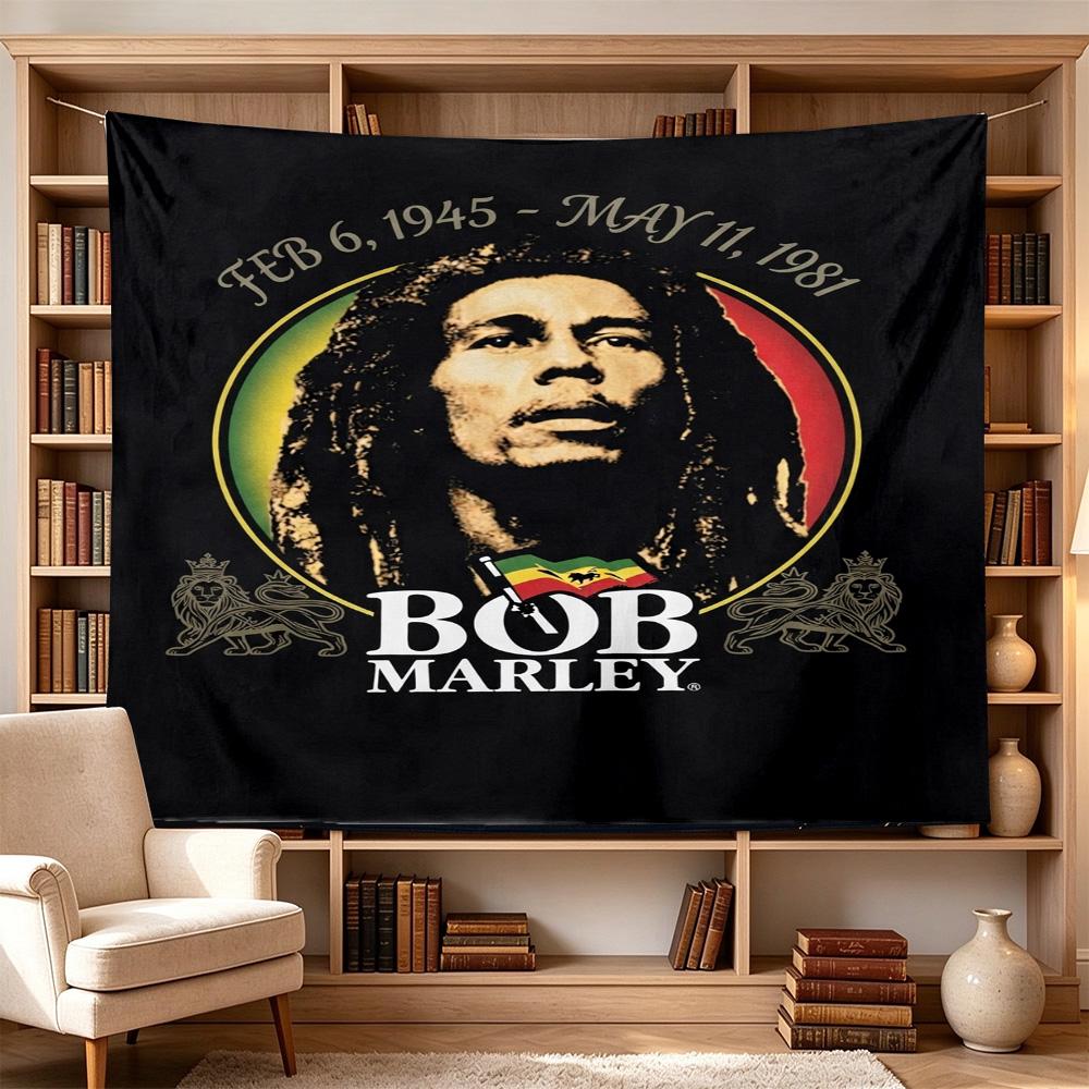 Bob Marley Reggae One Love Reggae Legend Polyester Wall Hanging Tapestry, Aesthetic Home Decor for Bedroom Dorm Photo Backdrop