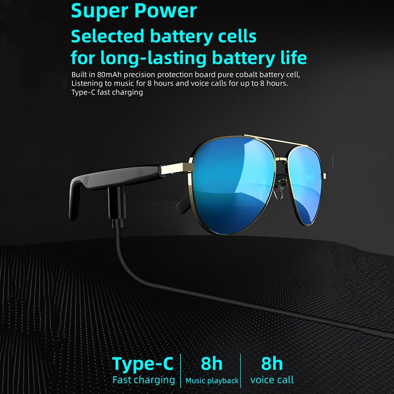 Smart Bluetooth 5.4 Stereo Headset Glasses Wireless Sports Earbuds Anti-blue Light Smart Sunglasses