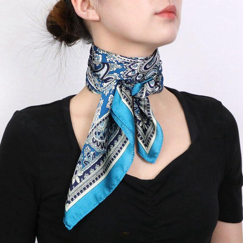 

Квадратный шарф с этническим принтом для женщин: Модный универсальный шарфик и шейный аксессуар из шелковистого материала и шелка тутового дерева