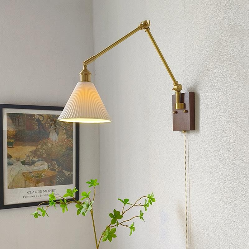 Used Copper French Retro Wabi-Sabi Style Swing Arm Wall Sconce for Bedroom or Living Room.