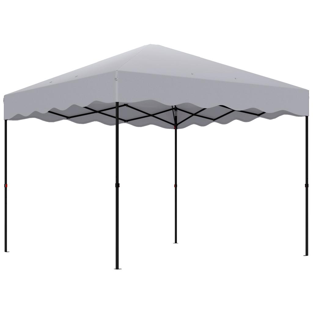 3 x 3 m Pop-Up Gazebo, Height-Adjustable Garden Tent, with Rolling Bag, for Garden, Patio, Metal, Fabric, Light Grey