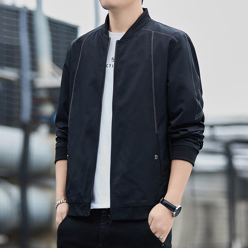 New Spring, Autumn and Winter Stand-up Collar Jacket Men's Trendy Blue Casual Trendy Coat