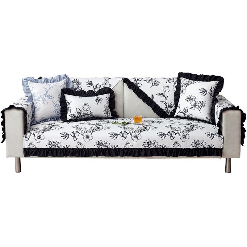 Sommer Iskaldt Silke Sofapute Lotusøre Sommersovematte Sofatrekk Sklisikker Kjølig Pustende Sofatrekk Stoff Ryggstøtte Håndkle