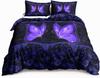 Butterfly Duvet Cover Set Queen King Size Sparkly Blue Butterflies Bedding Set Boho Style Quilt Cover Set For Girls Kids 3 Pcs
