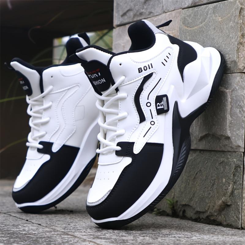 

Мужские кроссовки, Новые повседневные универсальные кожаные высокие кеды, Противоскользящие и износостойкие спортивные туфли 44