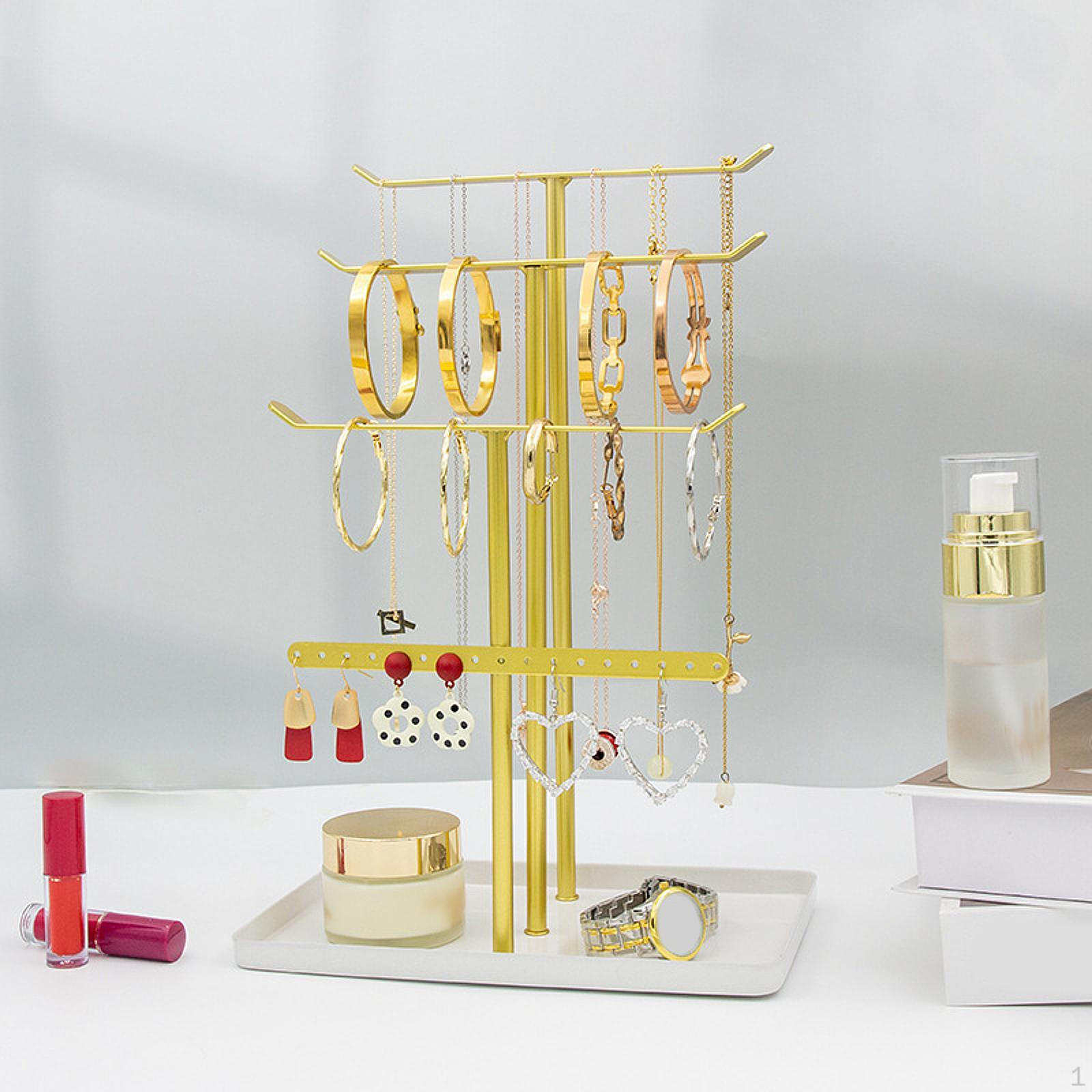 

Держатель для ювелирных изделий, сережек, башня для хранения, экономящая место, вешалка для украшений, подвесной органайзер, многослойный золотой