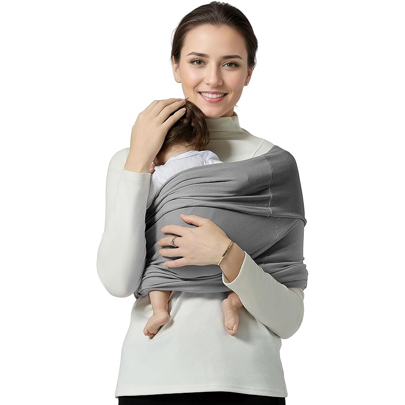 Baby Wrap Carrier, Lightweight Baby Wearing Wraps for Newborn and Infant, Soft Swaddle Holder Carrier, Cozy Baby Sling 7-35 lbs Black+Brown