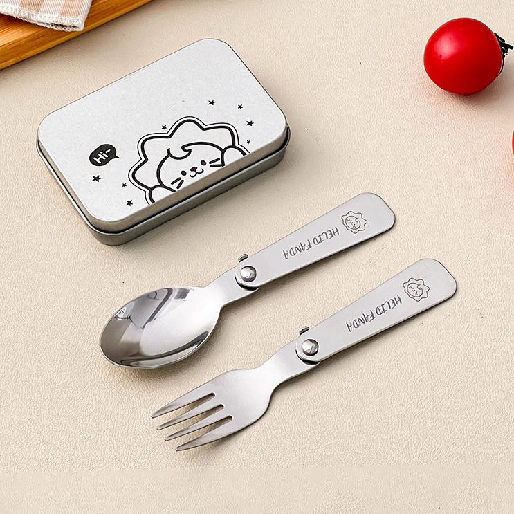 

3Pcs/Set Outdoor Folding Cutlery Fork Spoon with Box Camping Tableware Picnic Portable 304 Stainless Steel Foldable Dinnerware
