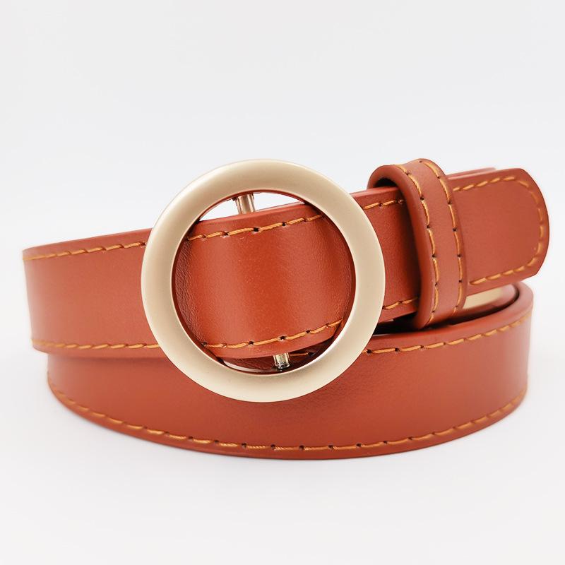 Innovative Non-hole Round Buckle Women's Imitation Leather Belt Student Versatile Jeans Skirt Belt