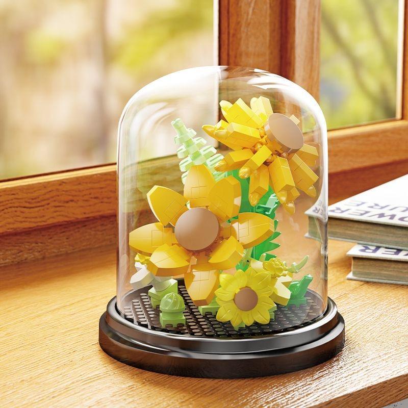Kytice z květin Bonsai Stavebnice Umělý Plast Rostlinný Prachový Kryt Mikromodel Domácí Dekorace Hračka Pro dítě Dárek k narozeninám