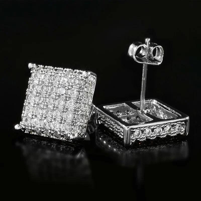 New Elegant Design Square Zircon Temperament Earrings, New High-End, Dazzling, Luxurious And Exquisite Accessories