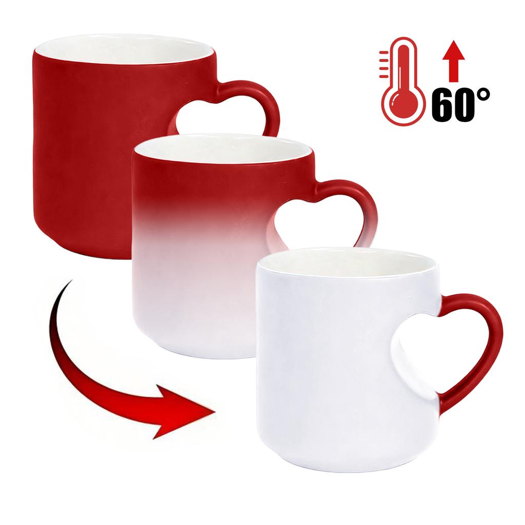 Fun Heart-shaped Color-changing Ceramic Mug Ceramic Discoloration Coffee Tea Milk Mugs Novelty Gifts Dad Mothers Day Gift