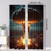 2pc,  Window Curtains Nuclear explosions and mushroom clouds Durable 100% Polyester Fabric,Without Electricity Holiday