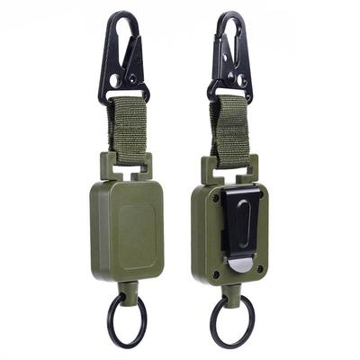 Retractable Military Green Fishing Lure Buckle with Back Clip and High-Strength Steel Wire