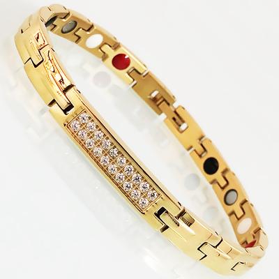 Gezondheid 4 in 1 magnetische armband voor mannen, roségouden kleur, roestvrij staal, kubieke zirkonia, handarmbanden voor vrouwen, meisjes, sieraden, 7 mm breed