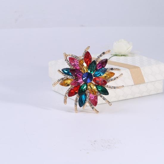 Klassische handgemachte bunte Strass-Brosche in Blumenform, Vintage-Stil, Hut, Schal, Schal, Abzeichen, Brautgeschenk, Kleid-Accessoires