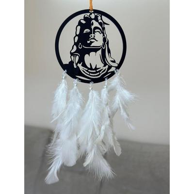 Dromenvangers - Adhiyogi met Witte Veren - Dromenvanger voor Auto's | Huis | Wanddecoratie | Huisdecoratie | Handgemaakte Dromenvanger voor Slaapkamer