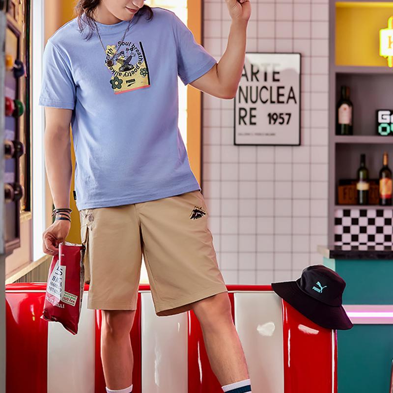 Puma Solid Color Logo Patch Drawstring Elastic Side Pocket Shorts Men Bottoms Yellow 537424-67