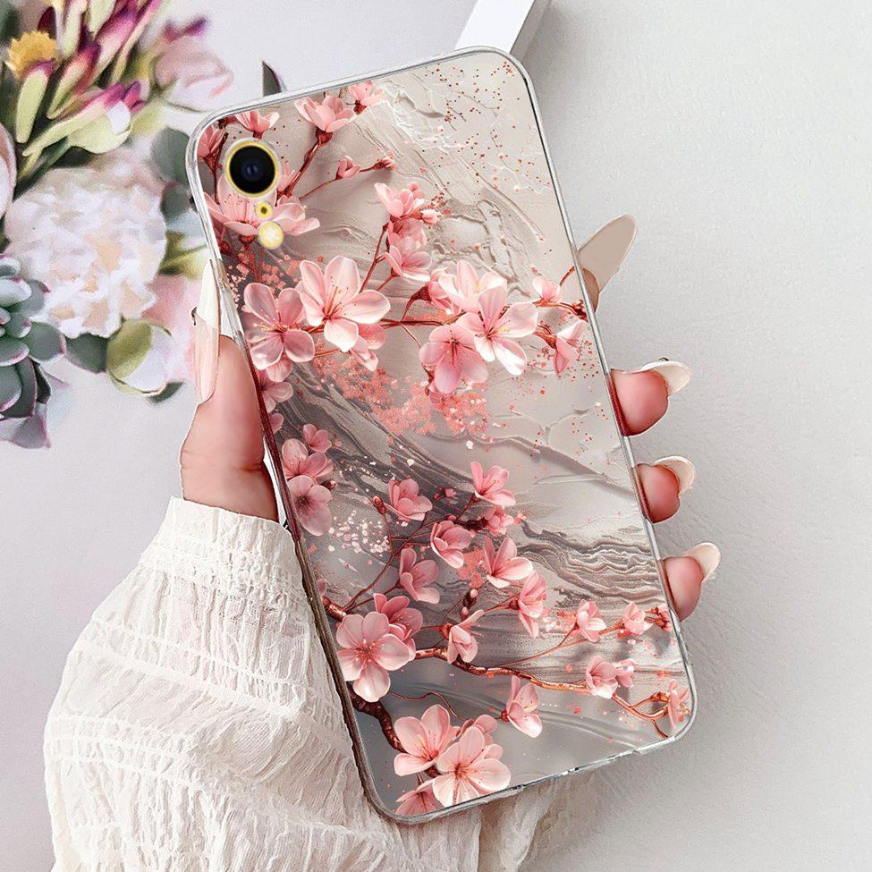 Klar Für iPhone XR Hülle Abdeckung Luxus Mode Blumen Süße Katze Lustig Cool Bemalt Weiche Handyhülle A2105 A1984 A2107 A2108 A2106